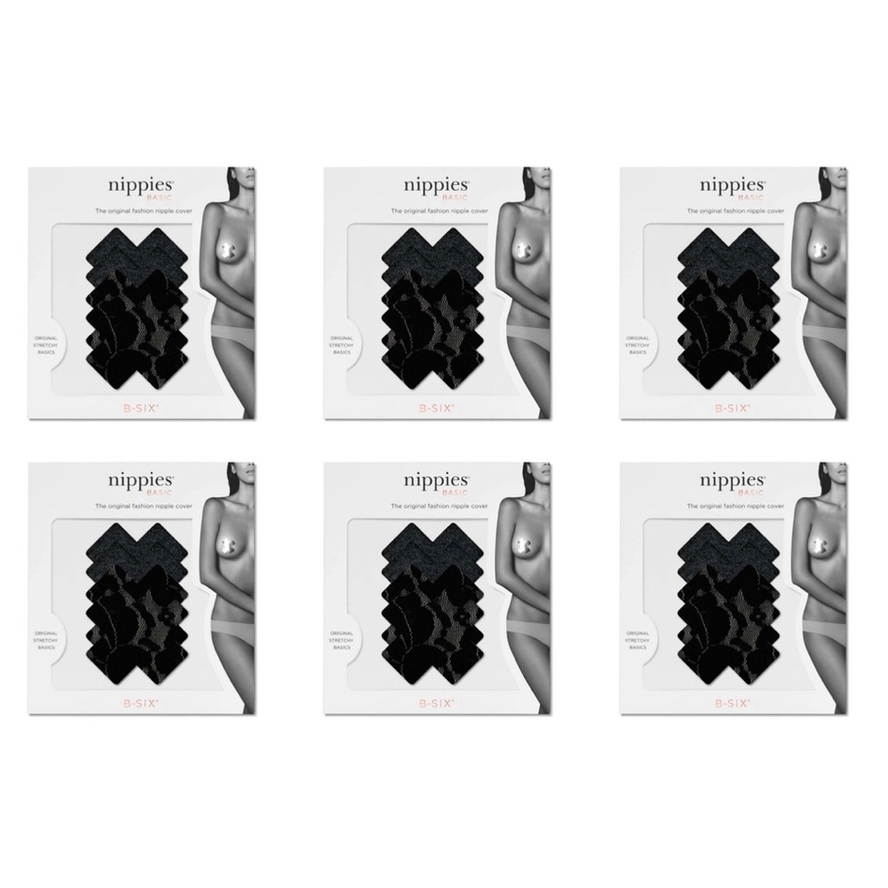 B-SIX NIPPIES BASICS LACE NIPPLE COVERS - 6 PACK - SIZE B